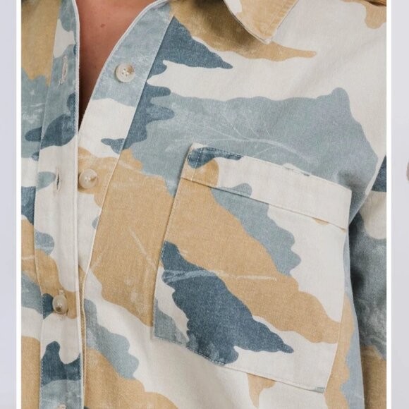 Camo Jacket 100% Cotton Pastel Camo Utility Jacket - Picture 3 of 5